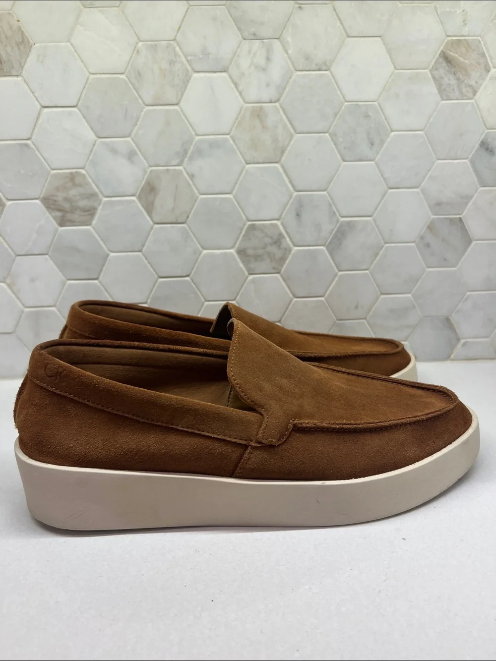 Calvin Klein Men's Chestnut Suede Slip-On Loafers Size 11 - Picture 2 of 5